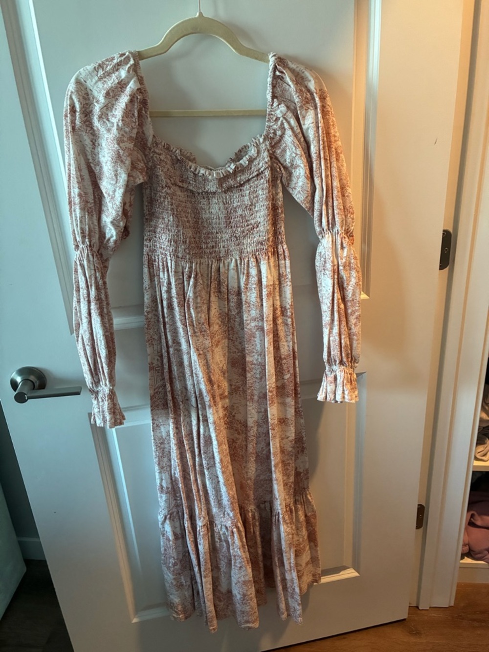 Nothing Fits But - Smocked Square-Neck Maxi Dress in Dusty Rose Floral